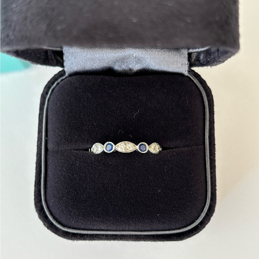 Tiffany & Co Jazz Sapphire Diamond Platinum 950 Full Eternity Ring EU50 US 5.5